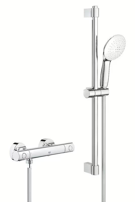 Grohe Grohtherm 800 Cosmopolitan termostatyczna bateria prysznicowa w chromie z zestawem prysznicowym z drążkiem