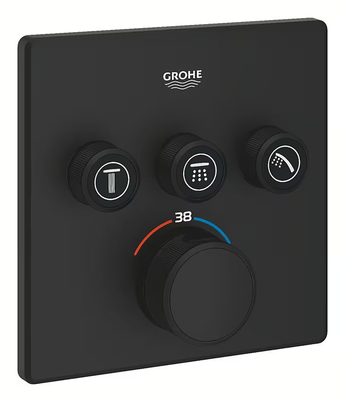 Podtynkowa termostatyczna bateria prysznicowa Grohe Grohtherm smartcontrol w wykończeniu phantom black