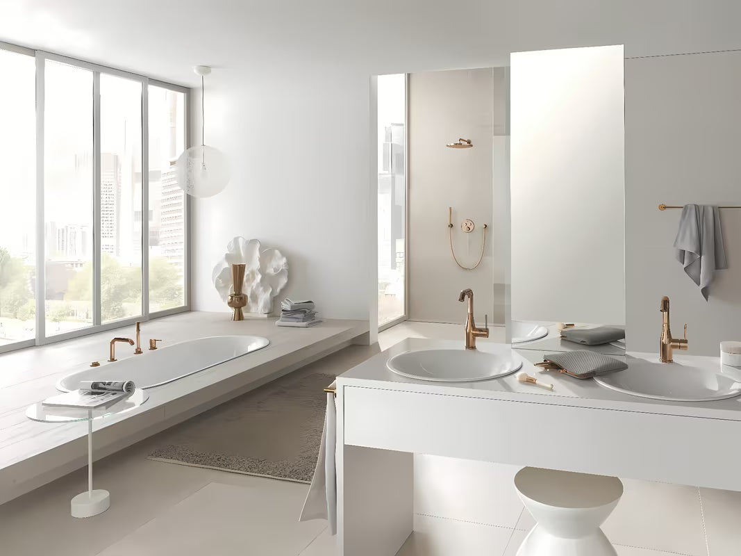 Podtynkowa termostatyczna bateria prysznicowa Grohe Grohtherm smartcontrol w wariancie warm sunset ze sterowaniem smartcontrol