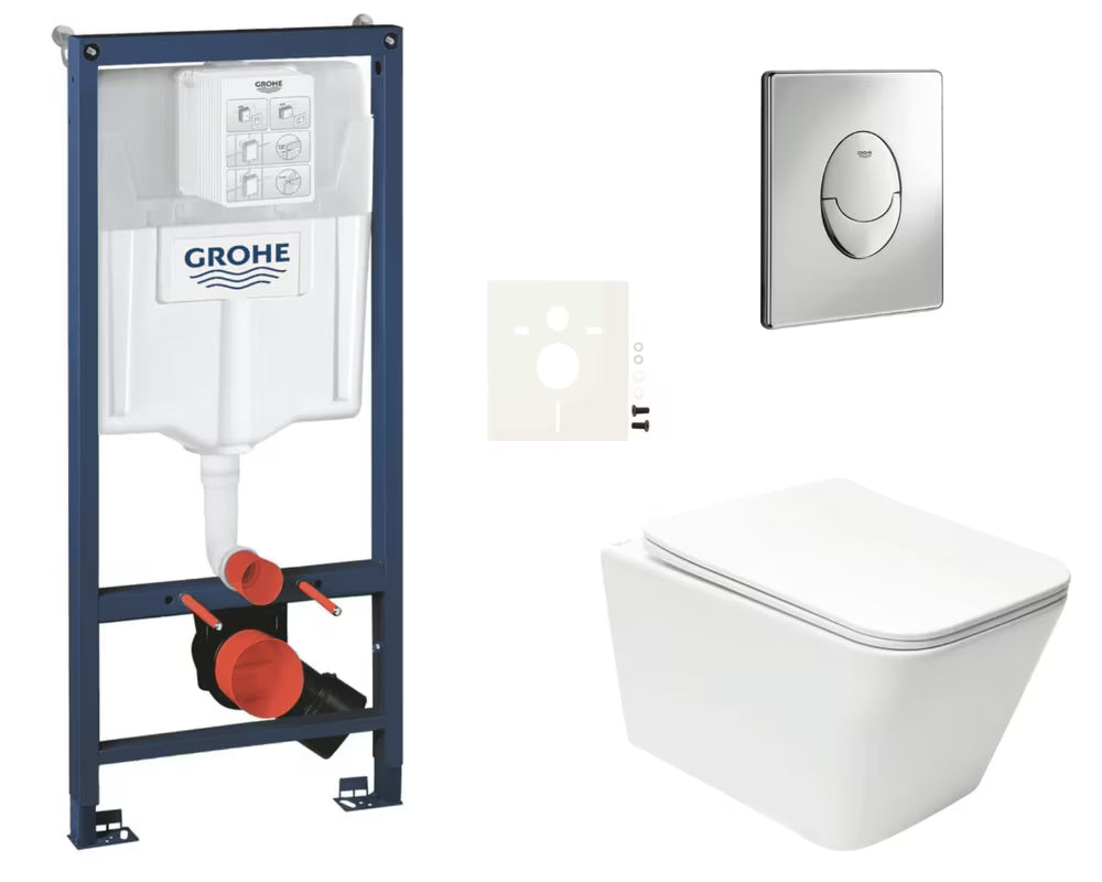 Zestaw WC podtynkowy SAT Infinitio z modułem podtynkowym Grohe Rapid SL, przyciskiem Skate Air i deską wolnoopadającą
