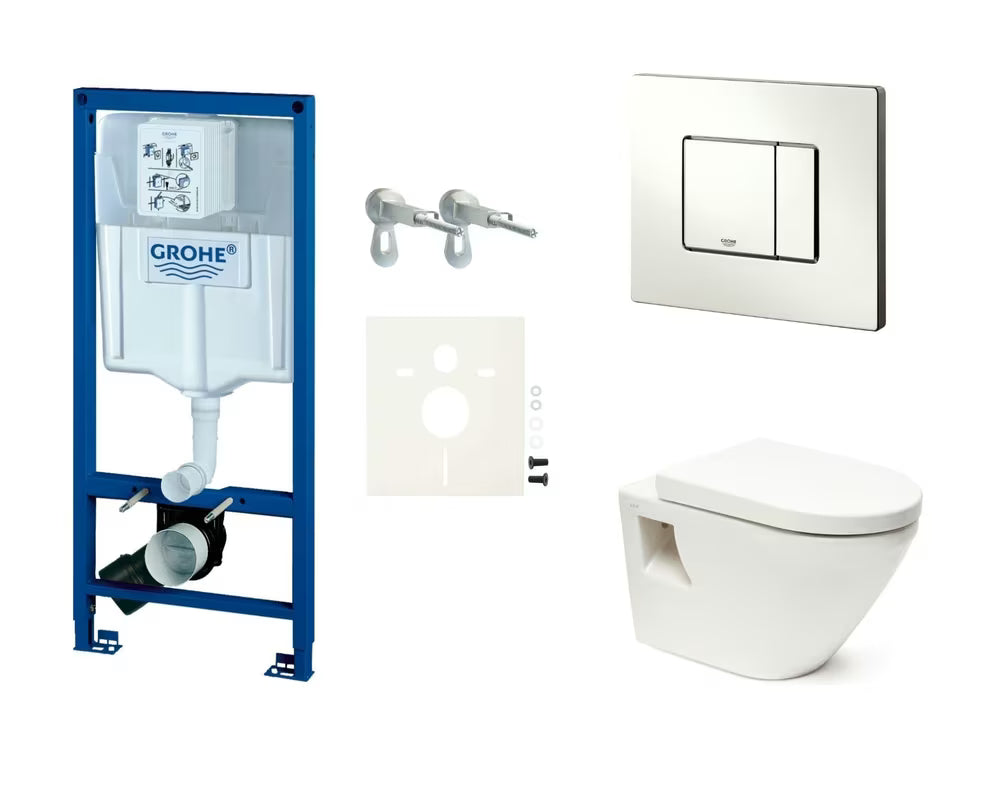 Zestaw WC podtynkowy Vitra Integra z modułem Grohe Rapid SL i przyciskiem spłukującym Skate Cosmopolitan