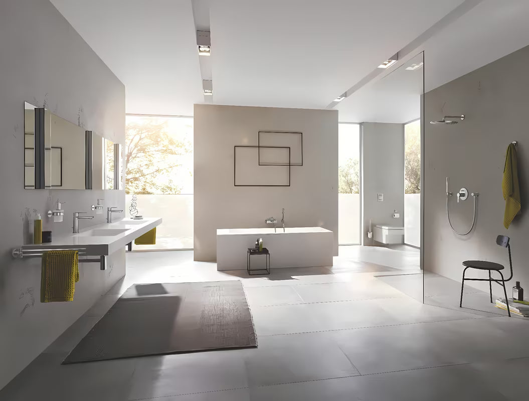 Podtynkowa jednouchwytowa bateria prysznicowa Grohe Lineare w wykończeniu supersteel z 2-drożnym przełącznikiem