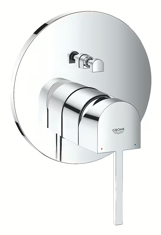 Podtynkowa prysznicowa i bateria wannowa Grohe Plus w chromie z dźwignią sterującą i dwukierunkowym przełącznikiem.