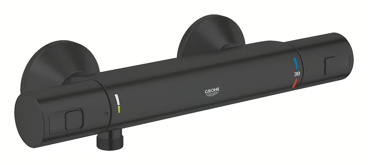 Termostatyczna ścienna bateria prysznicowa Grohe Precision Start w kolorze czarny mat