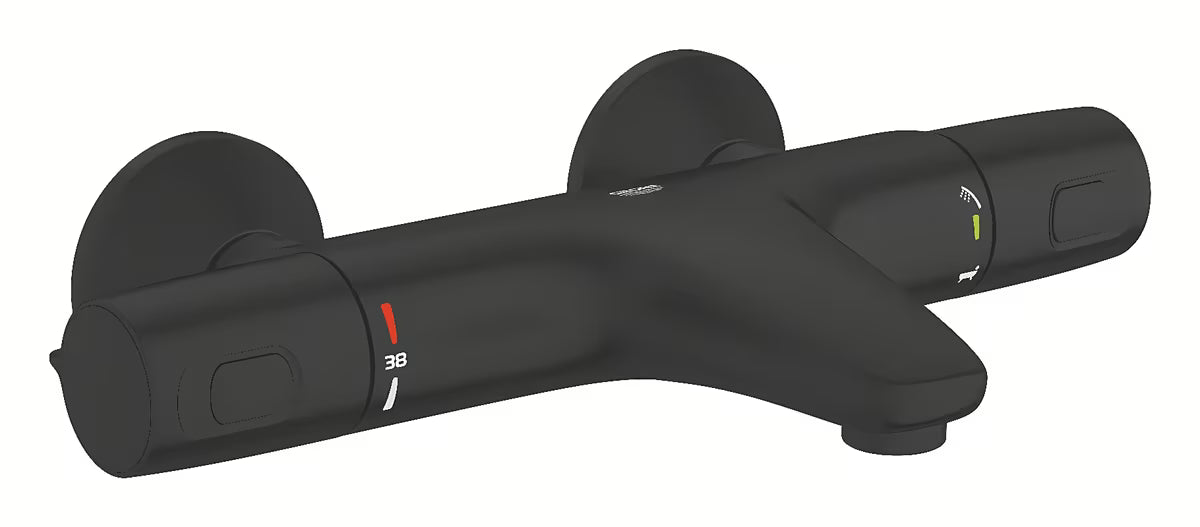 Grohe Precision Trend termostatyczna bateria wannowa w matowej czerni pro do montażu ściennego