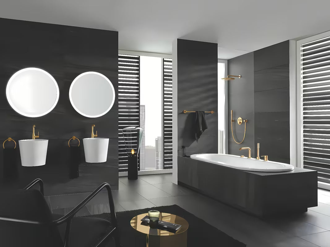 Grohe Rainshower Cosmopolitan Metal deszczownica 310 z ramieniem prysznicowym w wykończeniu Brushed Cool Sunrise