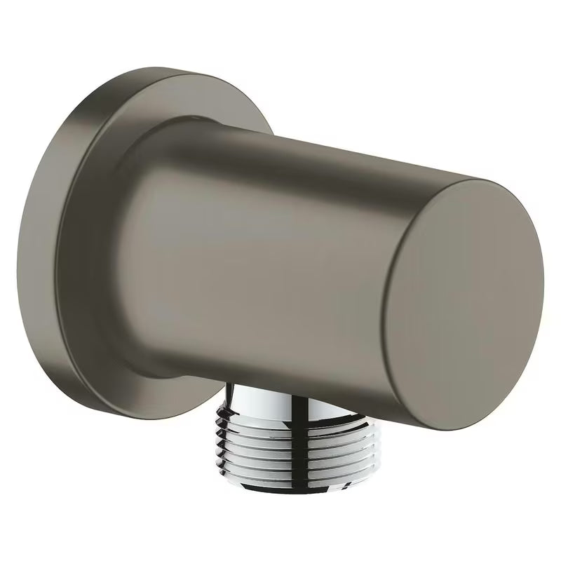 Przyłącze kątowe prysznice Grohe Rainshower neutral z okrągłą rozetą w wykończeniu brushed hard graphite
