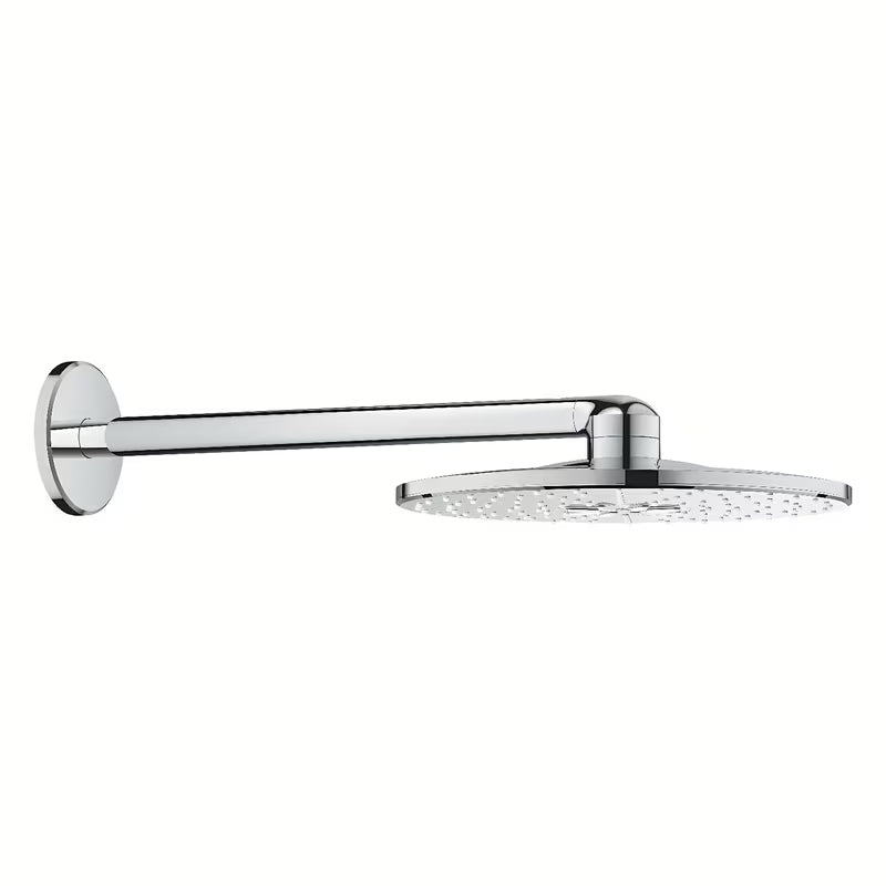 Chromowana deszczownica Grohe Rainshower smartactive 310 z ramieniem prysznicowym pro do montażu ściennego