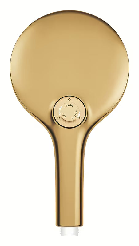 Słuchawka prysznicowa Grohe Rainshower 130 SmartActive w wykończeniu Cool Sunrise brushed z trzema rodzajami strumienia.