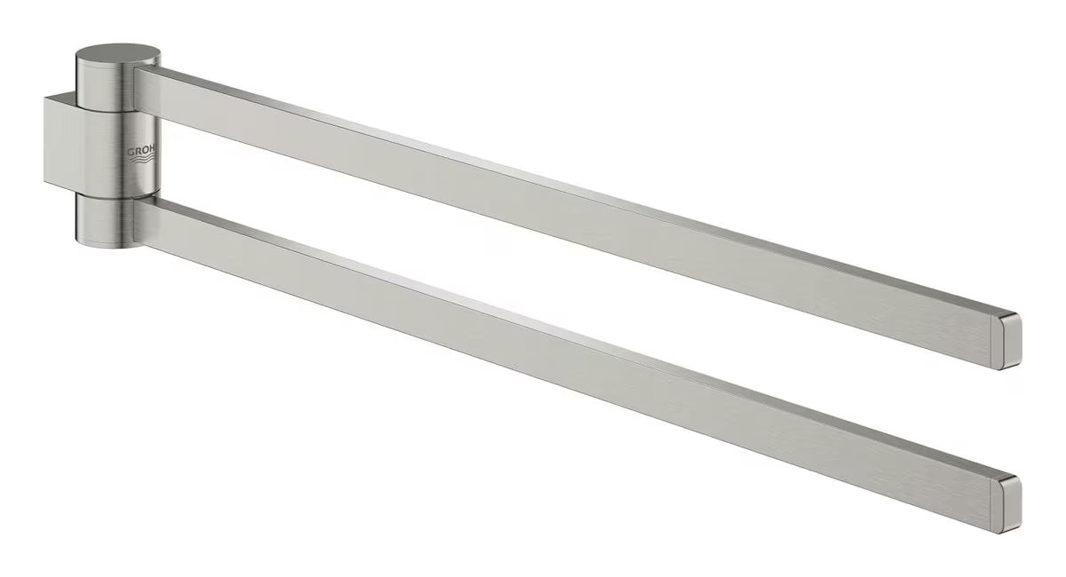 Podwójny obrotowy uchwyt na ręczniki Grohe Selection w wykończeniu supersteel z ukrytym mocowaniem