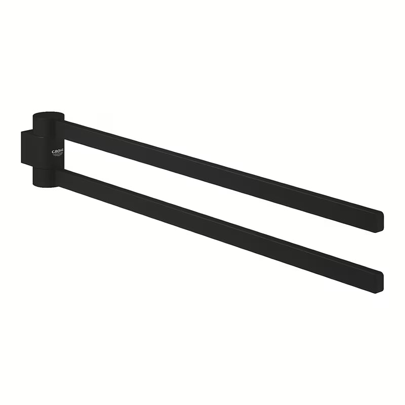 Podwójny uchwyt na ręczniki Grohe Selection z dwoma obrotowymi ramionami w kolorze phantom black.