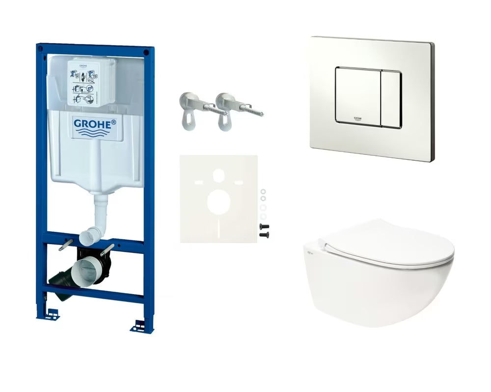 Zestaw WC podtynkowy SAT Infinitio z modułem Grohe Rapid SL, przyciskiem Skate Cosmopolitan i deską MISKA wc