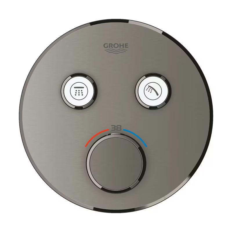 Podtynkowa termostatyczna bateria prysznicowa Grohe Grohtherm smartcontrol w wykończeniu brushed hard graphite.