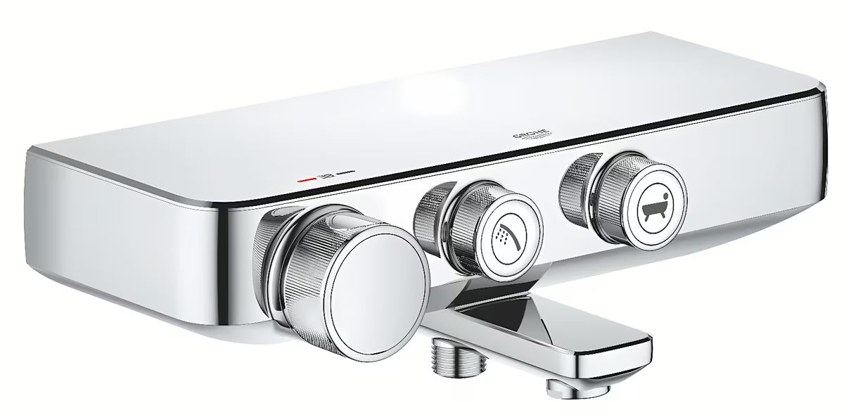Chromowana termostatyczna bateria wannowa Grohe Grohtherm smartcontrol pro przełączanie między wanną a prysznicem