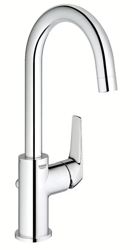 Chromowana bateria umywalkowa Grohe Start Flow z wysoką obrotową wylewką i dźwignią