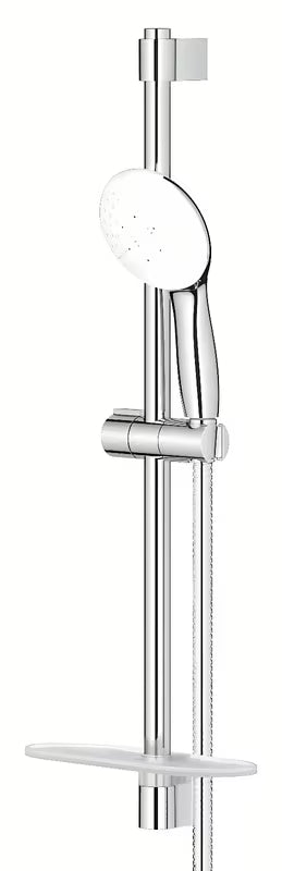 Zestaw prysznicowy Grohe Tempesta w chromie z drążkiem, metalowym wężem i półką GROHE EasyReach