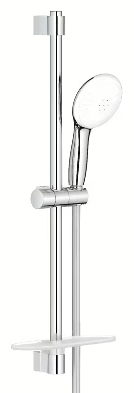Chromowany zestaw prysznicowy Grohe Tempesta z prysznicem ręcznym, drążkiem prysznicowym, wężem i półką EasyReach