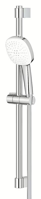 Chromowy zestaw prysznicowy Grohe Tempesta Cube z słuchawką prysznicową, drążkiem prysznicowym i wężem