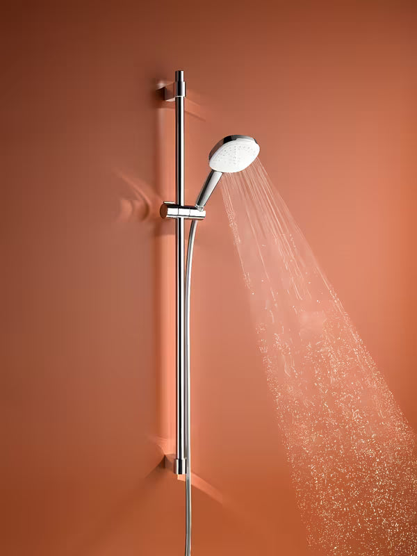 Chromowany zestaw prysznicowy Grohe Tempesta Cube ze słuchawką prysznicową, drążkiem prysznicowym i wężem
