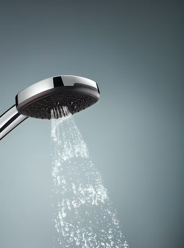 Chromowany zestaw wannowy Grohe Vitalio Comfort ze słuchawką prysznicową z 3 rodzajami strumienia, uchwytem i wężem 1750 mm.