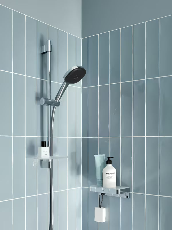 Grohe Vitalio Comfort chromowy zestaw prysznicowy ze słuchawką prysznicową, drążkiem, wężem i półką