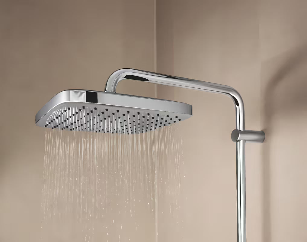 Grohe Vitalio Comfort System prysznicowy z baterią termostatyczną w chromie z deszczownicą i słuchawką prysznicową