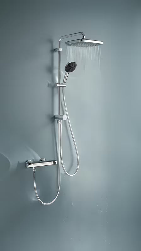 System prysznicowy Grohe Vitalio Comfort System w chromie z deszczownicą i słuchawką prysznicową