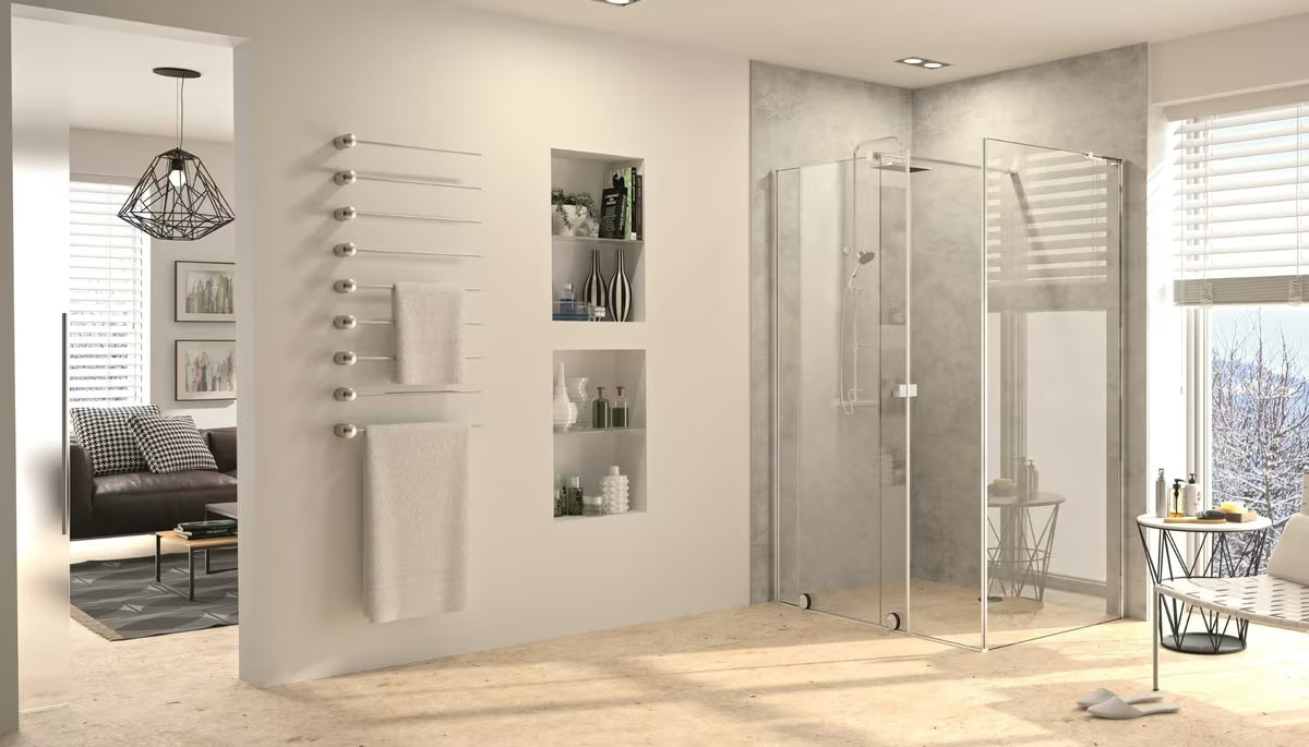 Ścianka prysznicowa Walk‑in- Hüppe Xtensa 140 cm w chromie połysk, z przezroczystym szkłem i otwieraniem przesuwnym