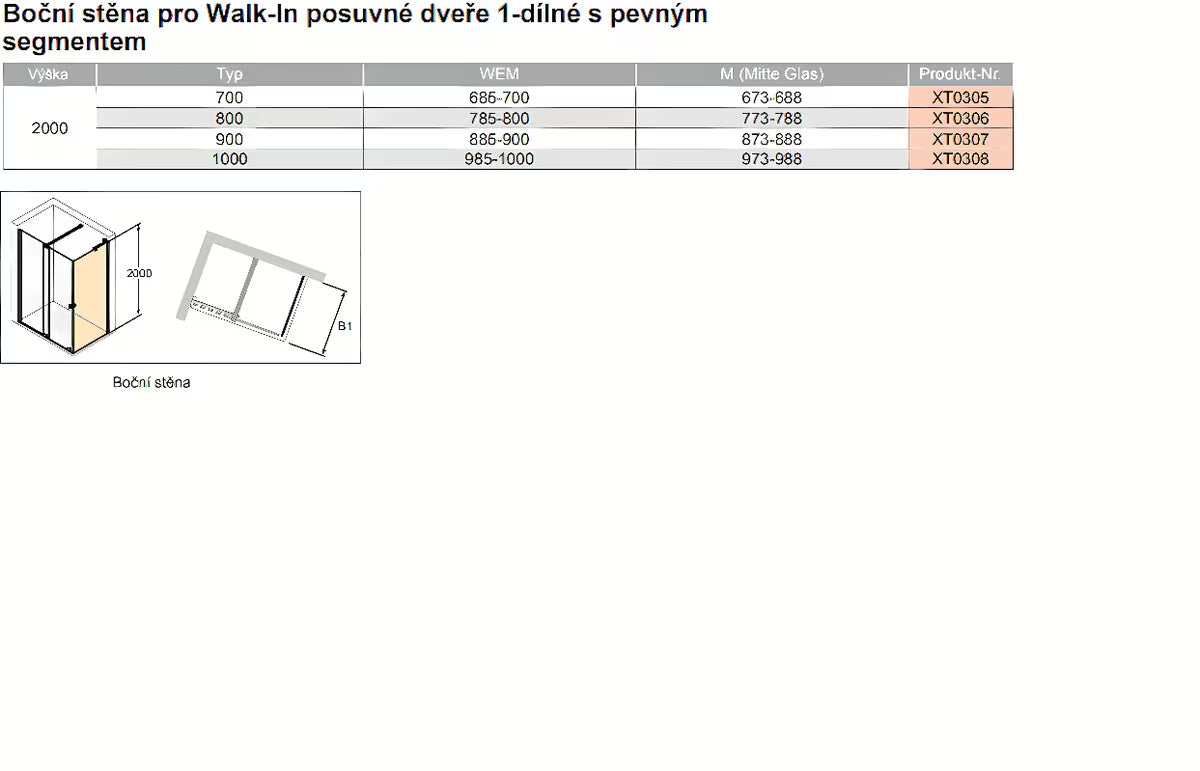 Ścianka boczna do drzwi prysznicowych Hüppe Xtensa pure 90 cm w wykończeniu chrom połysk, ze szkłem przezroczystym