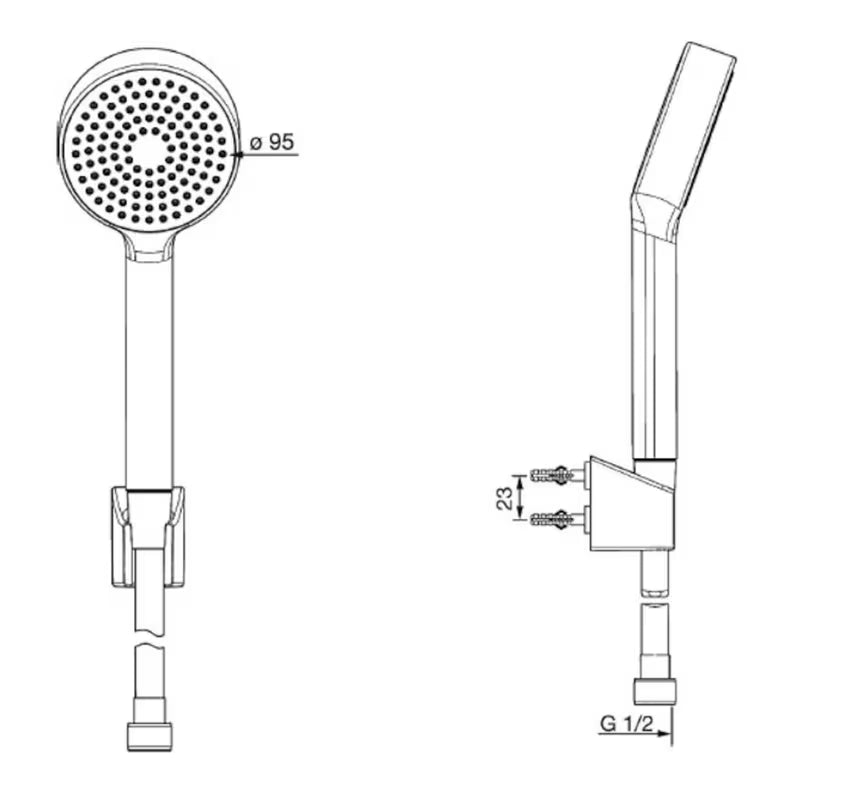Hansa Basicjet zestaw wannowy w chromie z rączką prysznicową, wężem 1500 mm i uchwytem ściennym