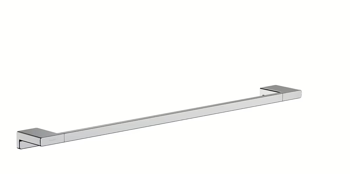 Chromowany ścienny uchwyt na ręczniki Hansgrohe addstoris o minimalistycznym wzornictwie i ukrytym mocowaniu.