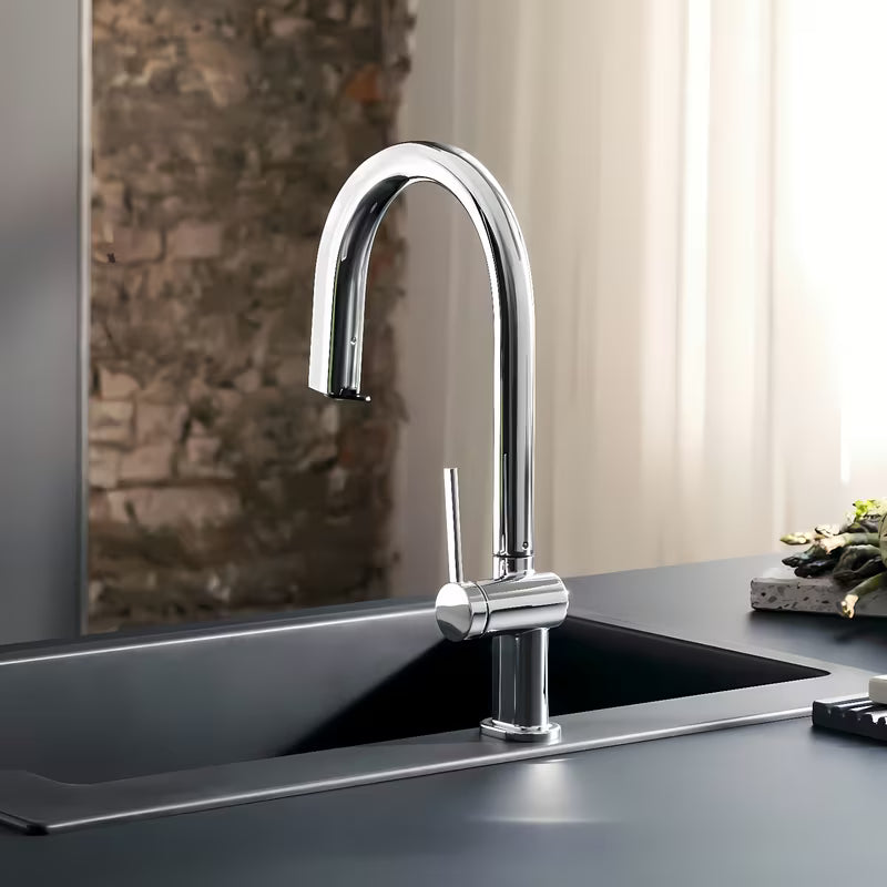 Hansgrohe Aqittura bateria zlewozmywakowa w matowej czerni z wyciąganą wylewką i przyciskiem pro filtrowanej wody