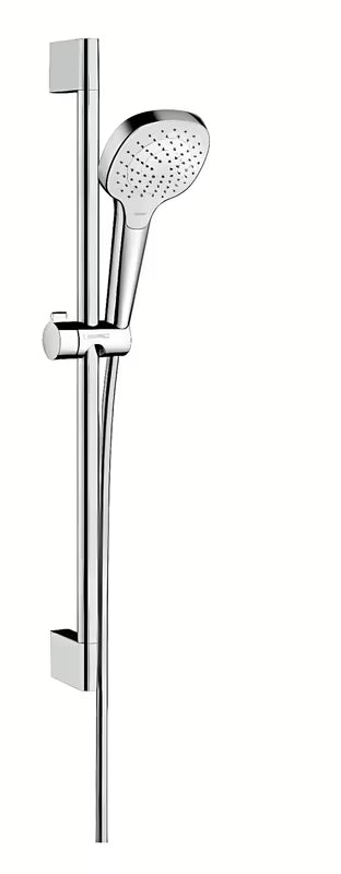 Hansgrohe Croma Select E zestaw prysznicowy w kolorze białym i chromie z słuchawką prysznicową i drążkiem Unica