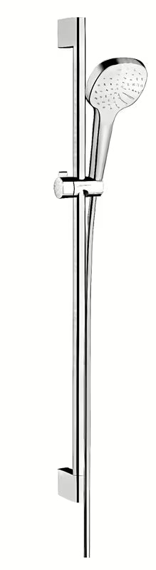 Hansgrohe Croma Select E zestaw prysznicowy w wykończeniu biało-chromowym ze słuchawką prysznicową Rain i drążkiem Unica
