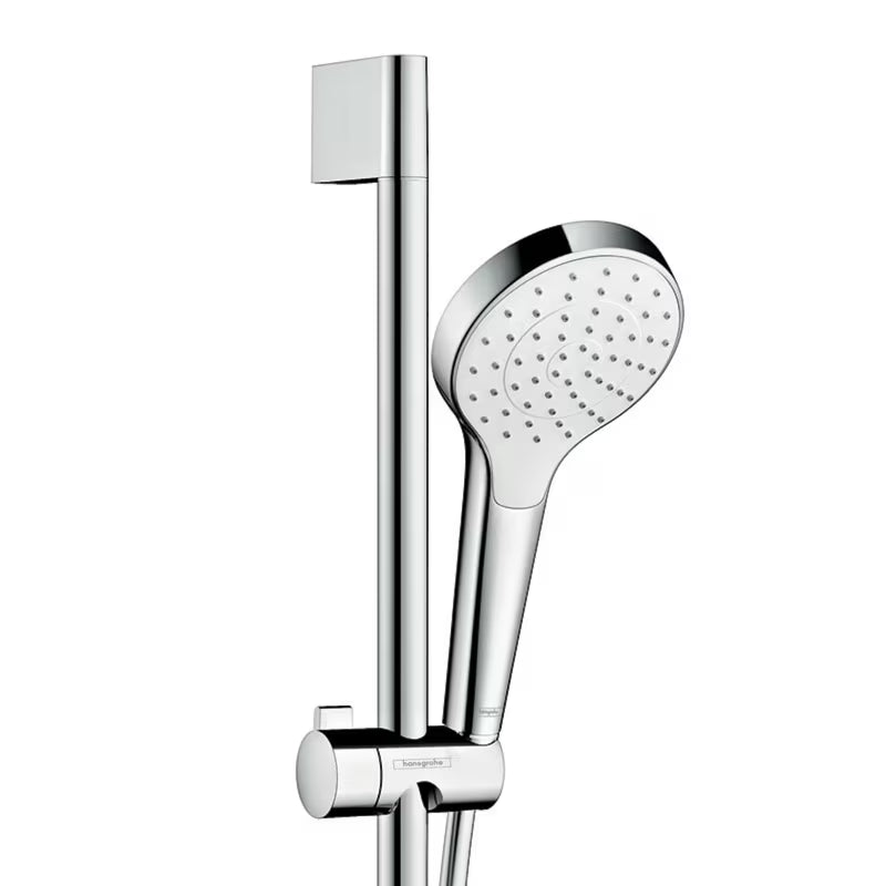 Hansgrohe Croma Select S zestaw prysznicowy w kolorze białym i chromie z słuchawką prysznicową 1jet i drążkiem prysznicowym Unica