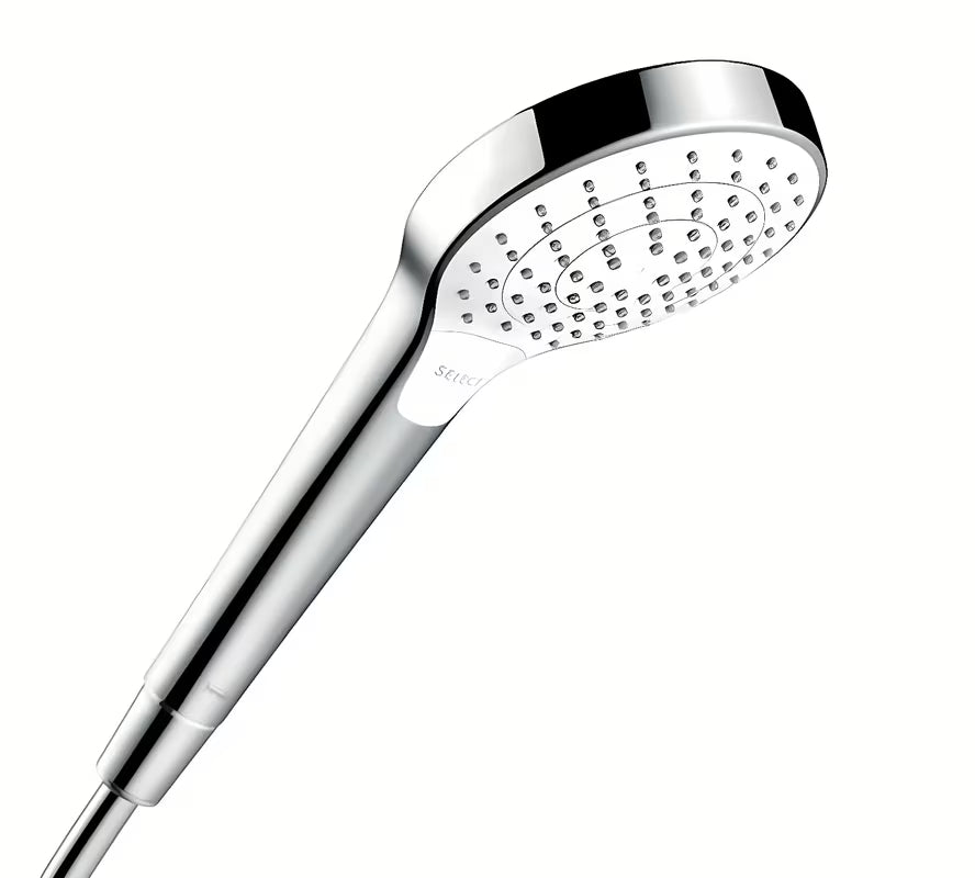 Słuchawka prysznicowa Hansgrohe Croma Select S w kolorze białym/chrom z przyciskiem Select i trzema strumieniami