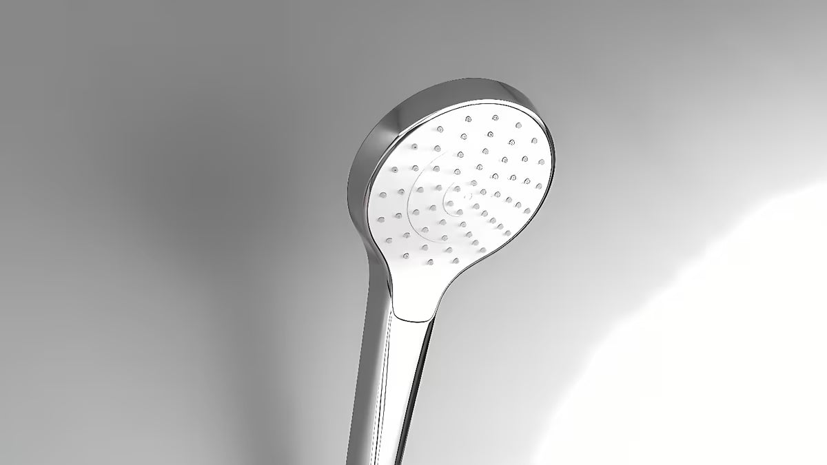 Słuchawka prysznicowa Hansgrohe Croma Select S w kolorze białym/chrom ze strumieniem Rain i średnicą 110 mm.
