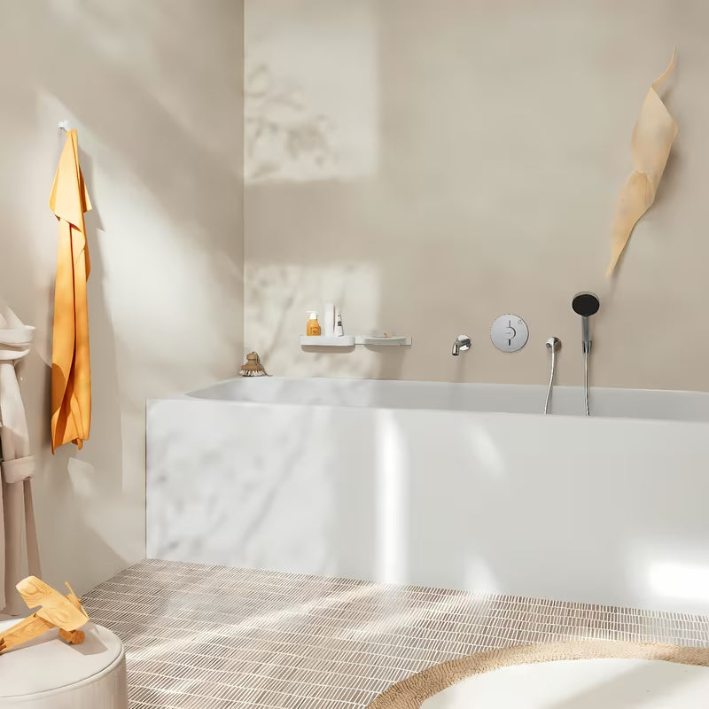 Podtynkowa bateria prysznicowa hansgrohe duoturn S w wykończeniu chrom pro do sterowania dwoma odbiornikami.