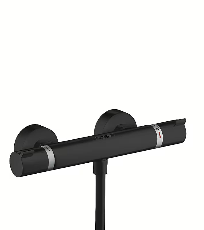 Hansgrohe Ecostat Comfort termostatyczna bateria prysznicowa w matowej czerni pro montaż ścienny.