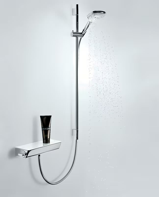 Hansgrohe Ecostat Select termostatyczna bateria prysznicowa w chromie z półką z lustrzanego szkła bezpiecznego