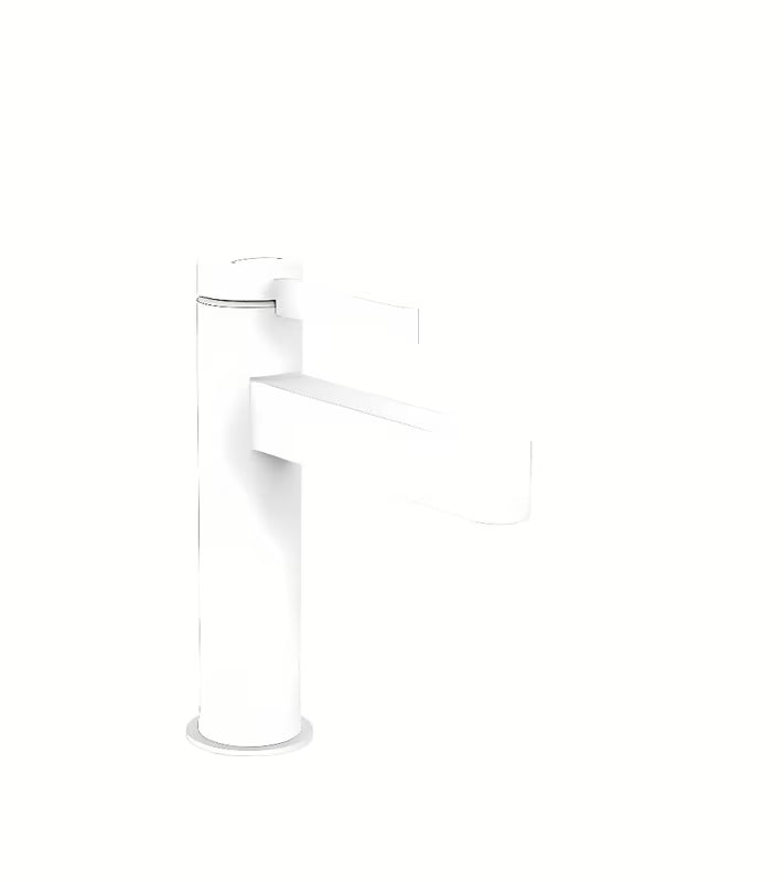 Bateria umywalkowa jednouchwytowa Hansgrohe Finoris 110 w matowej bieli z odpływem i cięgnem