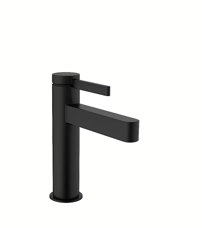 Matowoczarna jednouchwytowa bateria umywalkowa hansgrohe Finoris z zestawem odpływowym PushOpen