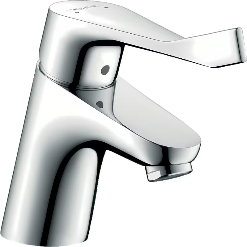 Chromowana jednouchwytowa bateria umywalkowa Hansgrohe Focus z odpływem z perlatorem laminarnym