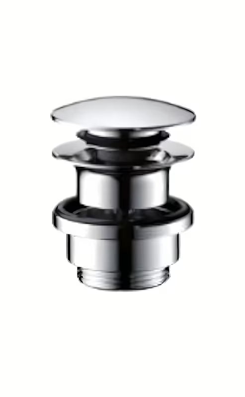 Chromowana odpływ do umywalki Hansgrohe z korkiem Push-Open pro umywalki z przelewem.