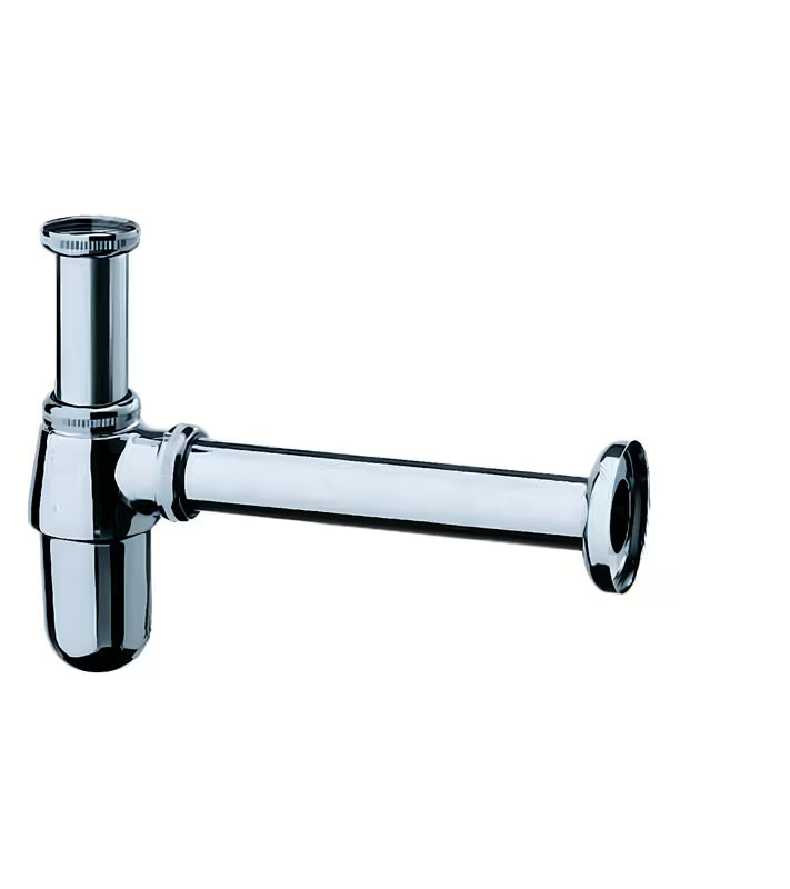 Chromowany syfon butelkowy syfon umywalkowy Hansgrohe z przyłączem G 1¼ i odpływem DN32.