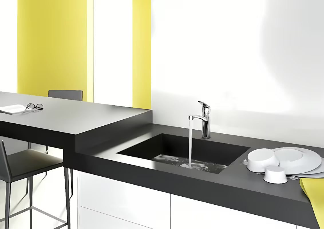 Chromowana stojąca bateria zlewozmywakowa Hansgrohe HG248 z obrotowym ramieniem z technologią EcoSmart