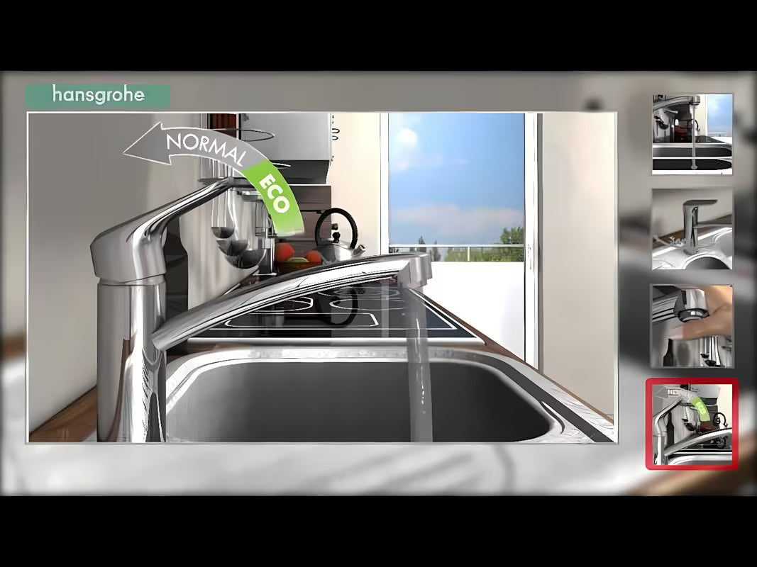 Chromowana stojąca bateria zlewozmywakowa Hansgrohe HG248 z obrotowym ramieniem z technologią EcoSmart