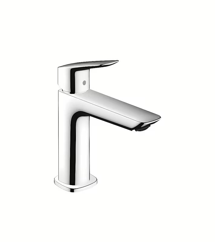 Chromowana bateria umywalkowa jednouchwytowa Hansgrohe Logis Fine z odpływem i cięgłem