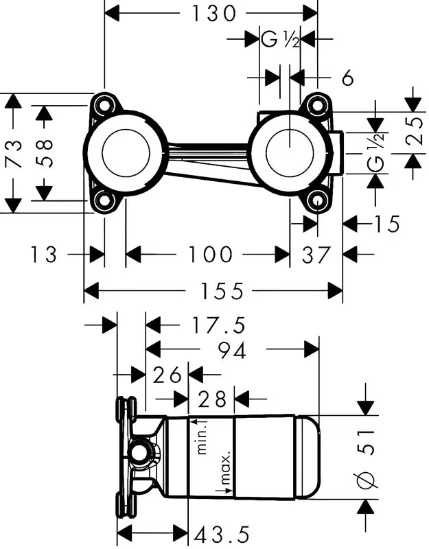 Hansgrohe Metris S element podtynkowy pro ścienna bateria umywalkowa jednouchwytowa