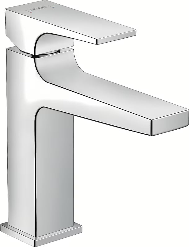 Chromowana bateria umywalkowa jednouchwytowa Hansgrohe Metropol z korkiem push-open